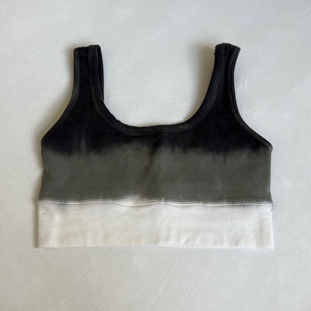 Electric & Rose Ombre Black to White Sports Bra